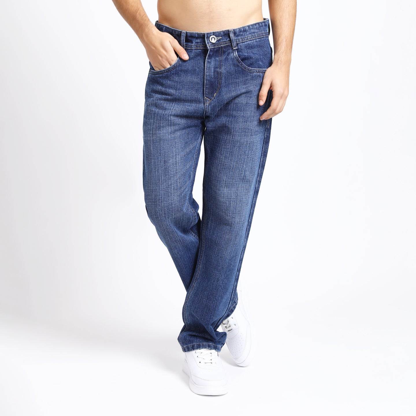 MID BLUE BAGGY FIT JEAN TEDDY 4752-1